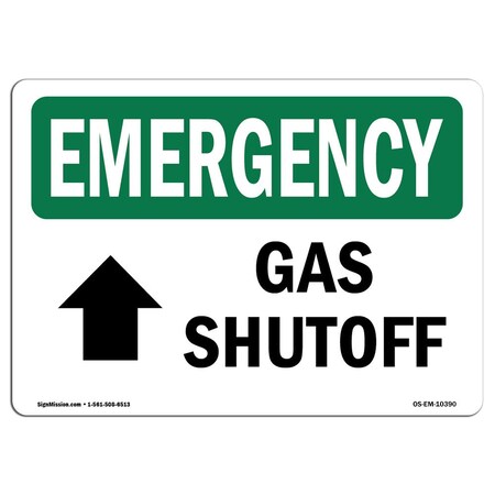 Signmission Safety Sign, OSHA EMERGENCY, 3.5" Height, Gas Shutoff (Up Arrow), Landscape, 10PK OS-EM-D-35-L-10390-10PK
